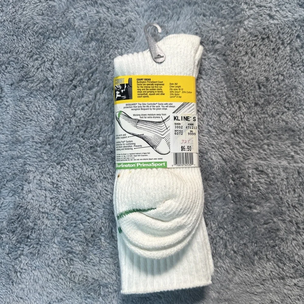 VTG BURLINGTON Prima Sport White Athletic TUBE Socks VINTAGE 90s Shoe SZ 10-13